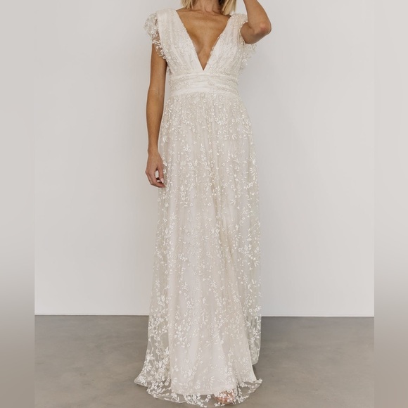 (White) Arline shimmer gown (Baltic Born) - Picture 3 of 14